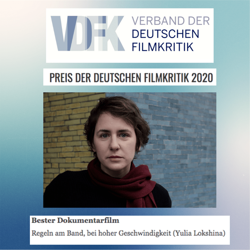 Der Preis der Deutschen Filmkritik 2020 wurde am 22. Februar 2021 verliehen. Die Auszeichnung als bester Dokumentarfilm erhielt REGELN AM BAND, BEI HOHER GESCHWINDIGKEIT.